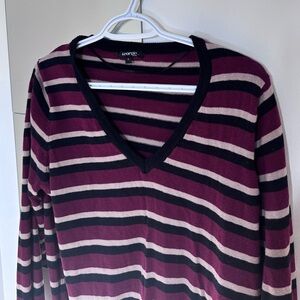 George Women's Long Sleeve Top - Burgundy and Black Stripes